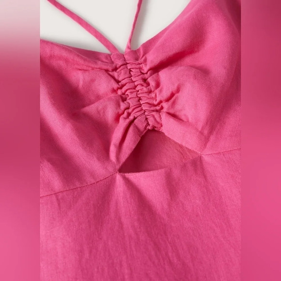 MANGO 100% Linen Elegant Pink Strappy Dress - Picture 6 of 8